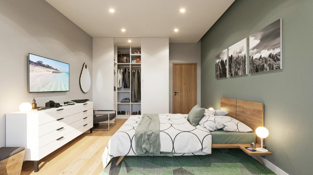 Remodelação de moradia em Alcochete. Quarto com closet.