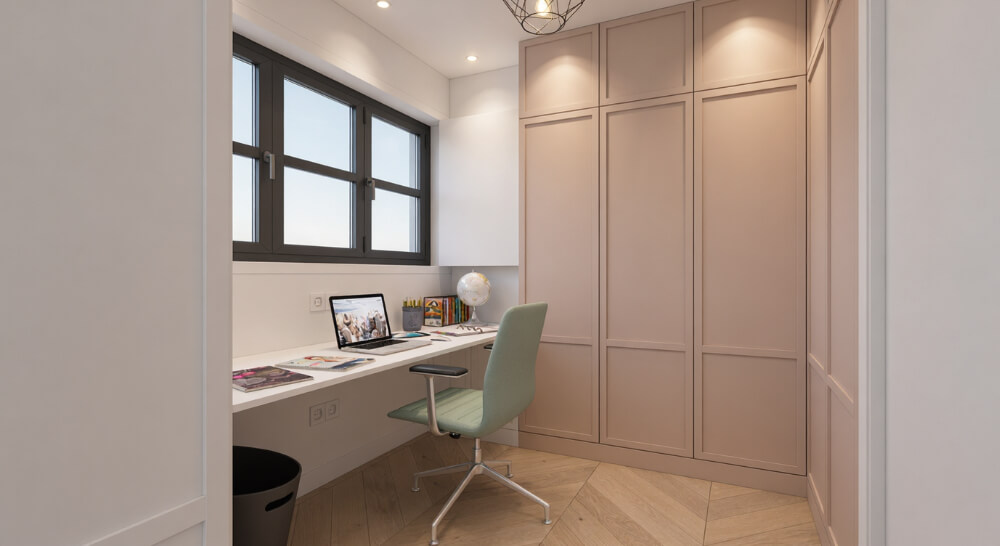 Remodelação de moradia restelo, lisboa. Zona de estudo de quarto de criança / closet.